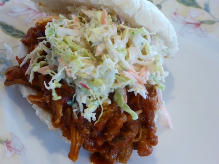 Pulled pork and slaw sandwich