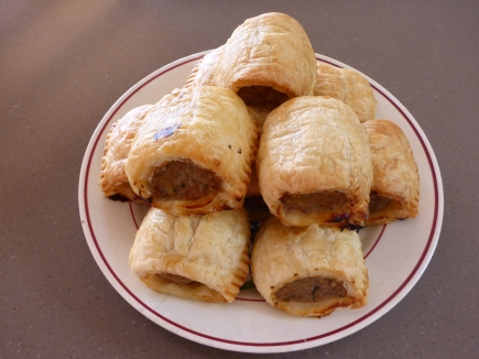 Homemade sausage rolls using store bought puff pastry.