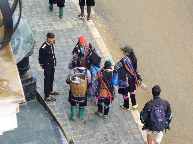 Local villagers selling souvenirs in Sapa